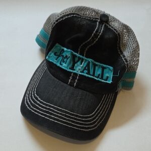 Black and Teal 'Hey Y'all' Cap
